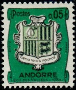 timbre Andorre N° 154 légende : Armoiries