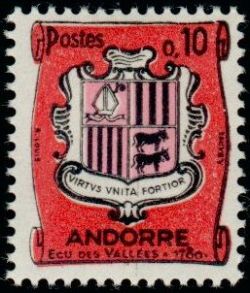 timbre Andorre N° 155 légende : Armoiries