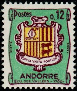 timbre Andorre N° 155A légende : Armoiries