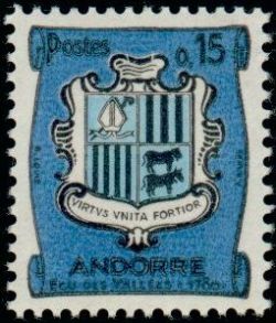 timbre Andorre N° 156 légende : Armoiries