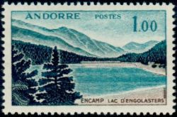timbre Andorre N° 164 légende : Lac d'Engolasters à Encamp