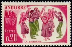 timbre Andorre N° 166 légende : La Sardane
