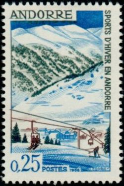 timbre Andorre N° 175 légende : Sports d'hiver en Andorre