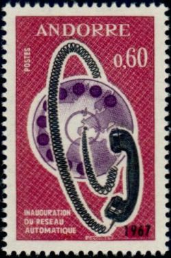 timbre Andorre N° 182 légende : Inauguration du réseau téléphonique automatique