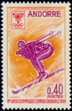 timbre Andorre N° 187 légende : 10è jeu0 olympiques d'hiver