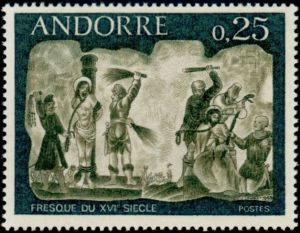 timbre Andorre N° 191 légende : La flagellation