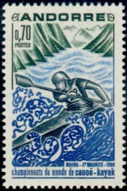 timbre Andorre N° 196 légende : Championnats du monde de canoë-kayak