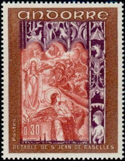 timbre Andorre N° 198 légende : Retable de la chapelle de Saint-Jean-de-Caselles