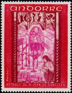 timbre Andorre N° 200 légende : Retable de la chapelle de Saint-Jean-de-Caselles