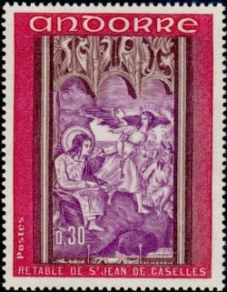 timbre Andorre N° 206 légende : Retable de la chapelle de Saint-Jean-de-Caselles