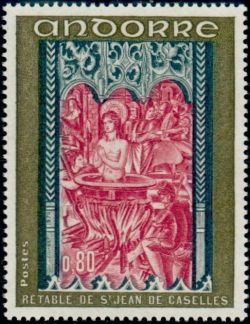 timbre Andorre N° 208 légende : Retable de la chapelle de Saint-Jean-de-Caselles