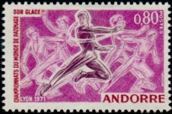 timbre Andorre N° 209 légende : Championnatss du monde de patinage sur glace