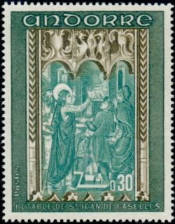 timbre Andorre N° 214 légende : Retable de la chapelle de Saint-Jean-de-Caselles