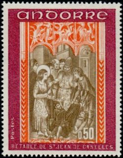 timbre Andorre N° 215 légende : Retable de la chapelle de Saint-Jean-de-Caselles