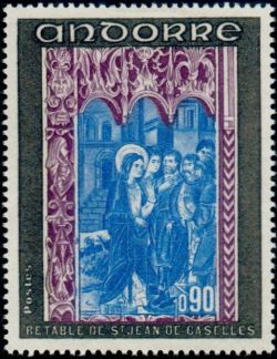 timbre Andorre N° 216 légende : Retable de la chapelle de Saint-Jean-de-Caselles