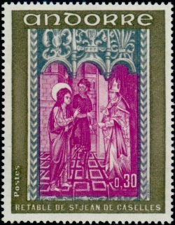 timbre Andorre N° 221 légende : Retable de la chapelle de Saint-Jean-de-Caselles