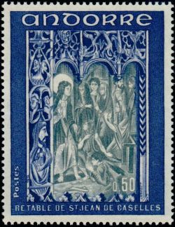 timbre Andorre N° 222 légende : Retable de la chapelle de Saint-Jean-de-Caselles