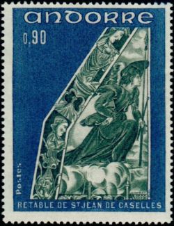 timbre Andorre N° 223 légende : Retable de la chapelle de Saint-Jean-de-Caselles