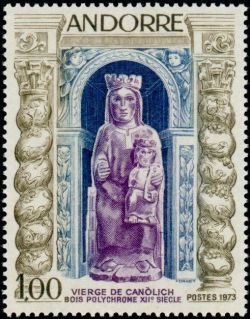 timbre Andorre N° 228 légende : Vierge de Canolich