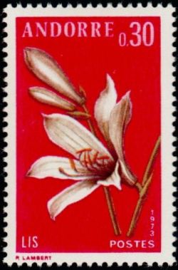 timbre Andorre N° 229 légende : Fleurs de la vallée d'Andorre