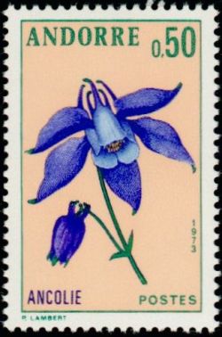 timbre Andorre N° 230 légende : Fleurs de la vallée d'Andorre
