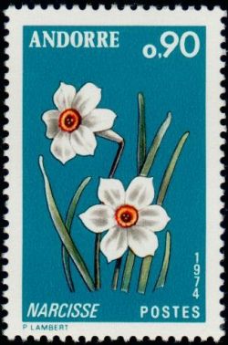 timbre Andorre N° 236 légende : Fleurs de la vallée d'Andorre