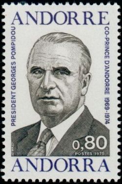 timbre Andorre N° 249 légende : Georges Pompidou