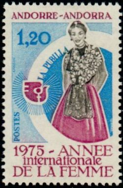 timbre Andorre N° 250 légende : Année internationale de la femme