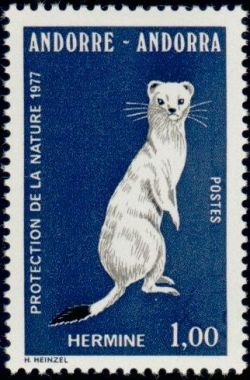 timbre Andorre N° 260 légende : Hermine