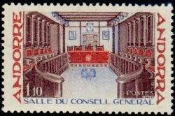 timbre Andorre N° 265 légende : Institutions andorranes