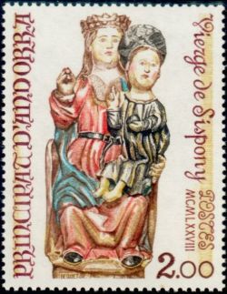 timbre Andorre N° 271 légende : Vierge de Sispony