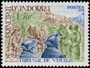 timbre Andorre N° 272 légende : Tribunal de Visura