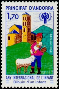 timbre Andorre N° 279 légende : Année internationale de l'enfant