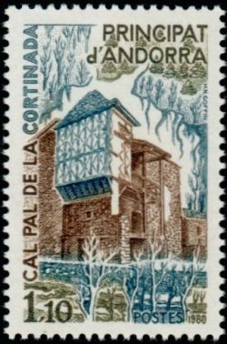 timbre Andorre N° 282 légende : Cal Pal de la Cortinada (maison typique)