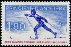 timbre Andorre N° 283 légende : Jeu0 olympiques d'hiver à Lake Placid