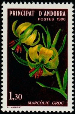 timbre Andorre N° 287 légende : Fleurs des vallées d'Andorre