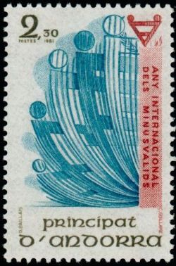 timbre Andorre N° 299 légende : Année internationale des personnes handicapées