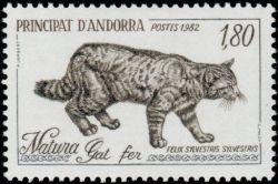 timbre Andorre N° 306 légende : Chat sauvage