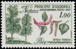 timbre Andorre N° 311 légende : Bouleau