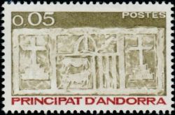 timbre Andorre N° 316 légende : Ecu primitif des Vallées