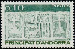 timbre Andorre N° 317 légende : Ecu primitif des Vallées