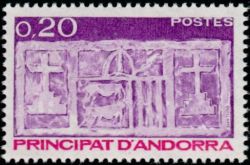 timbre Andorre N° 318 légende : Ecu primitif des Vallées