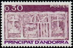 timbre Andorre N° 319 légende : Ecu primitif des Vallées