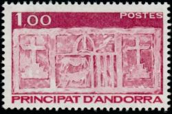 timbre Andorre N° 322 légende : Ecu primitif des Vallées