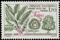 timbre Andorre N° 331 légende : Châtaignier