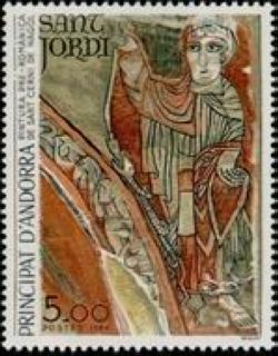 timbre Andorre N° 334 légende : Peinture pre-romane de Saint Cerni de Nagol