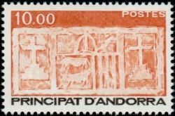 timbre Andorre N° 337 légende : Ecu primitif des Vallées