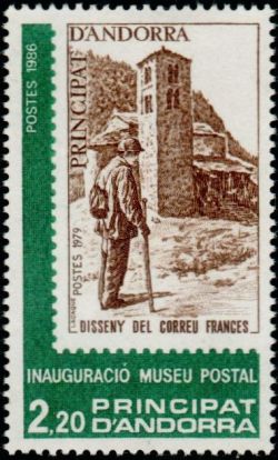 timbre Andorre N° 345 légende : Inauguration du musée postal