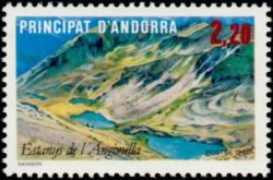 timbre Andorre N° 351 légende : Le lac d'Angonella