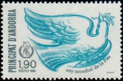 timbre Andorre N° 353 légende : Année internationale de la pai0